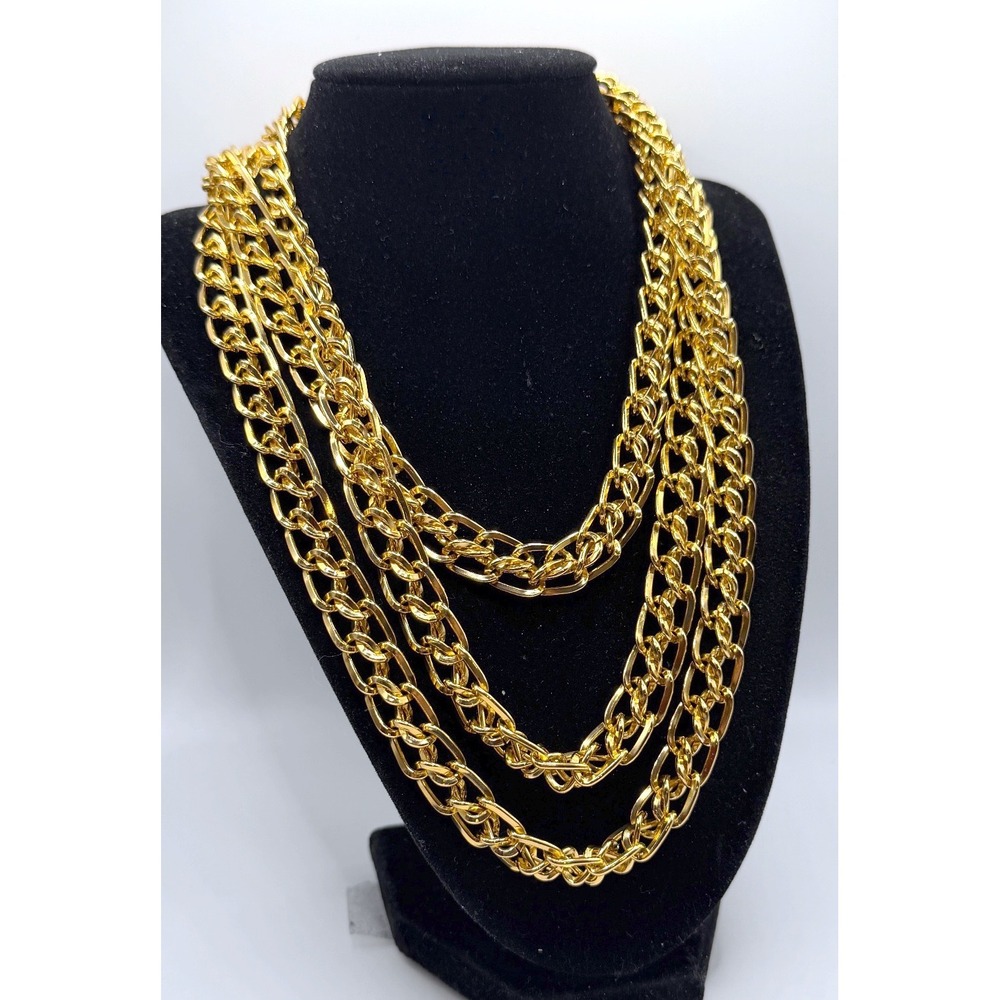 Long‎ Gold Tone Chain Necklace 58" Lightweight Layering Statement No Clasp
